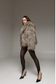 Women's gray fur coat made of natural llama